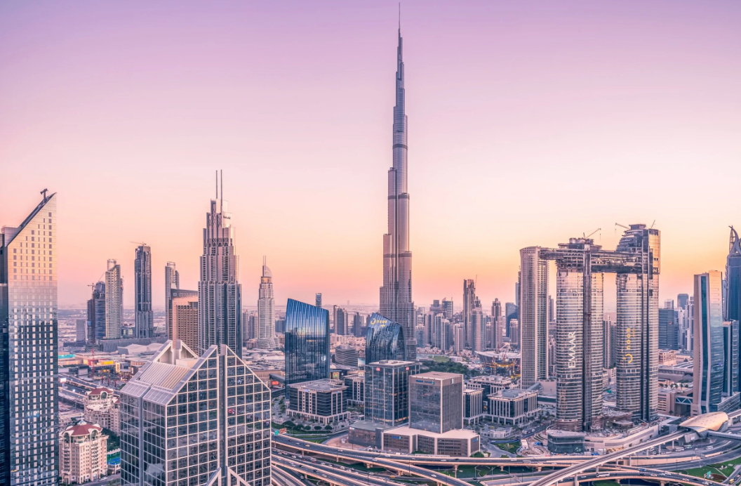 Dubai Marina skyline at dusk with luxury waterfront residences