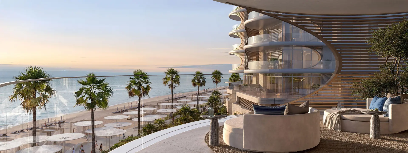 Ultra-prime waterfront terrace residence overlooking the Abu Dhabi coastline at Fahid Island.