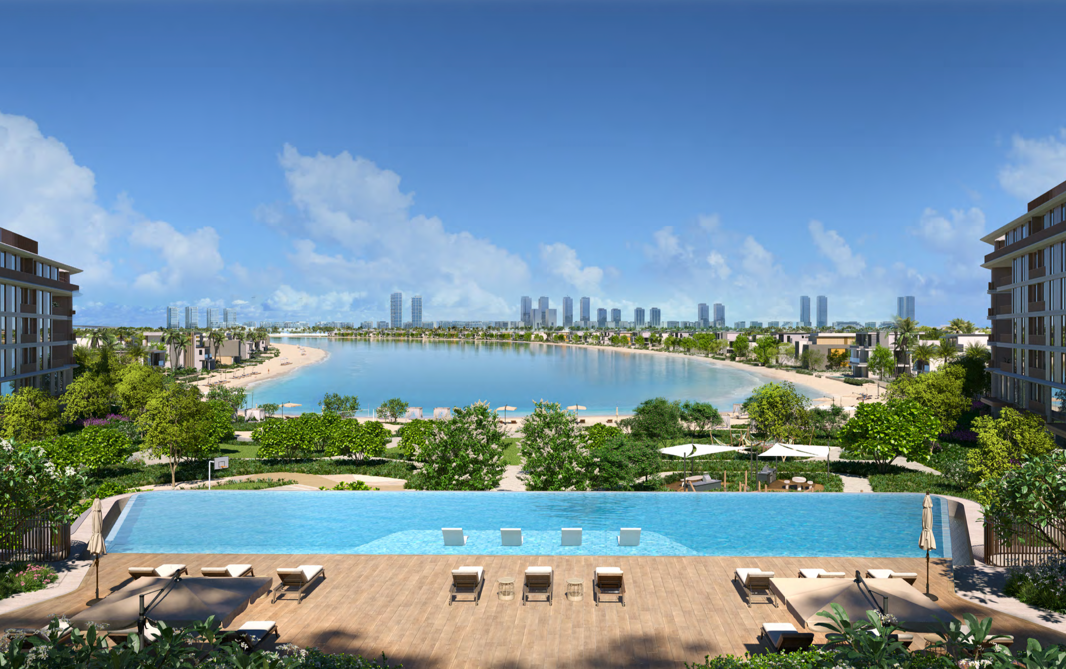 Private beachfront townhouse with direct beach access and landscaped waterfront surroundings.