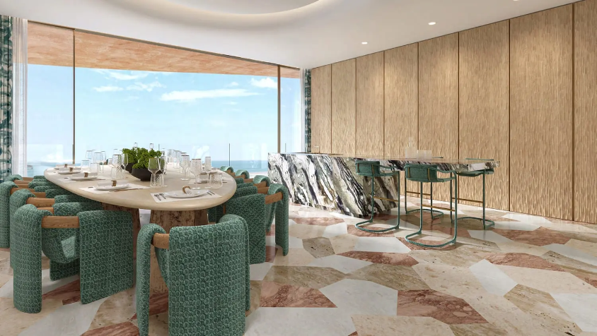 Luxury dining and entertainment space overlooking the Arabian Gulf at Jumeirah Asora Bay.