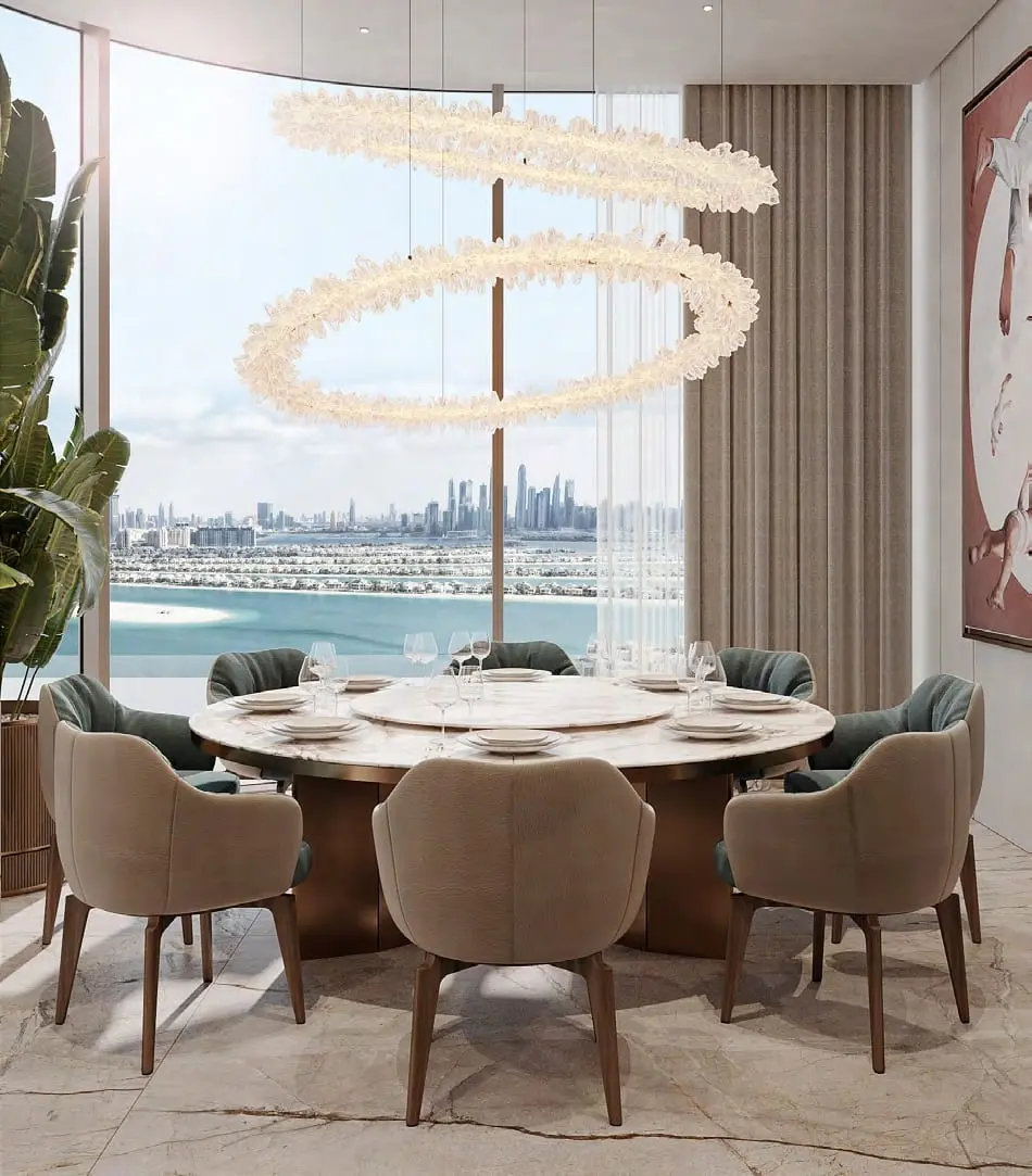 Elegant dining area with sea views.