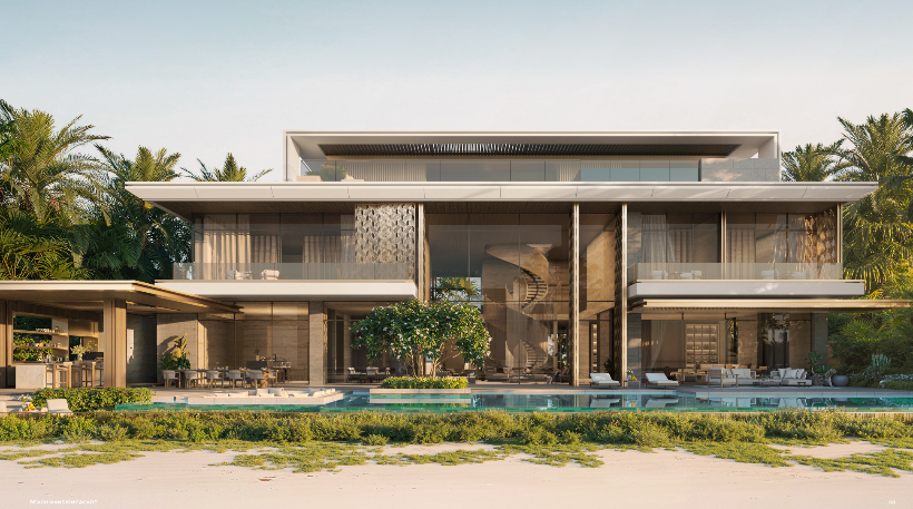 Ultra-prime beachfront residence with private pool and contemporary coastal architecture at Saadiyat Beach.