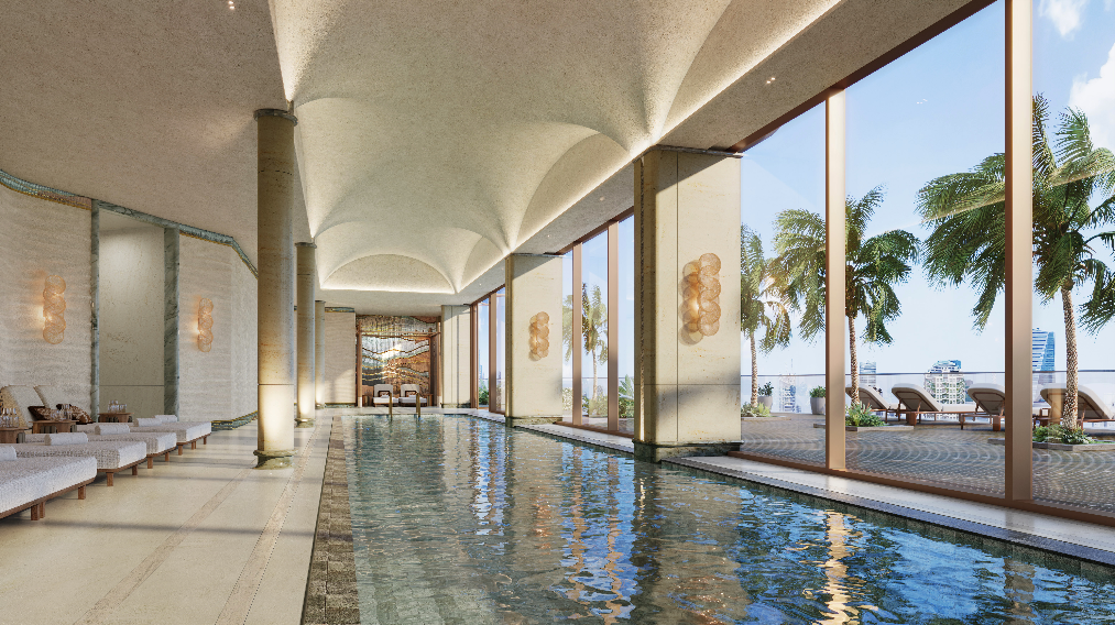 Indoor wellness pool with luxury interiors at Jumeirah Residencies Al Maryah Island.